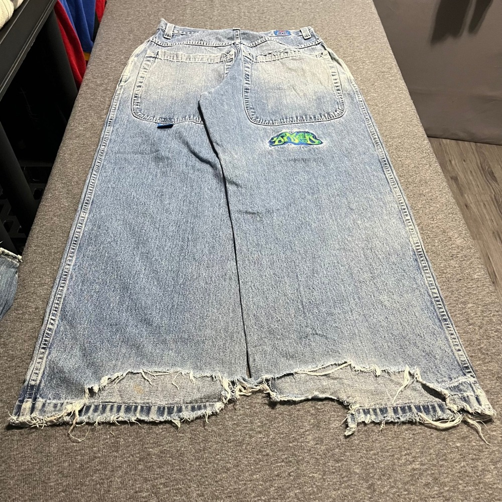 Vintage JNCO Jeans USA Wide Leg Baggy Light Wash Denim 33x32 Skater Rave 90s